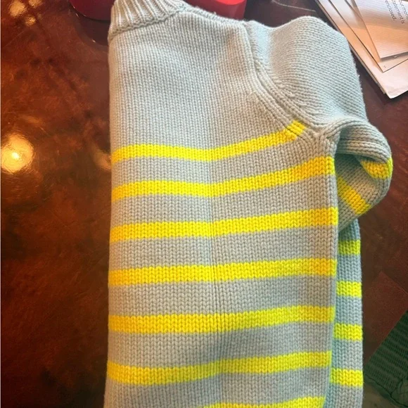 La Ligne Mini Marin Light Blue Sweater with Neon Yellow Accents - Picture 3 of 4